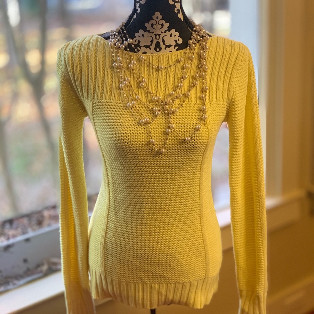 Yellow women’s cable knit sweater